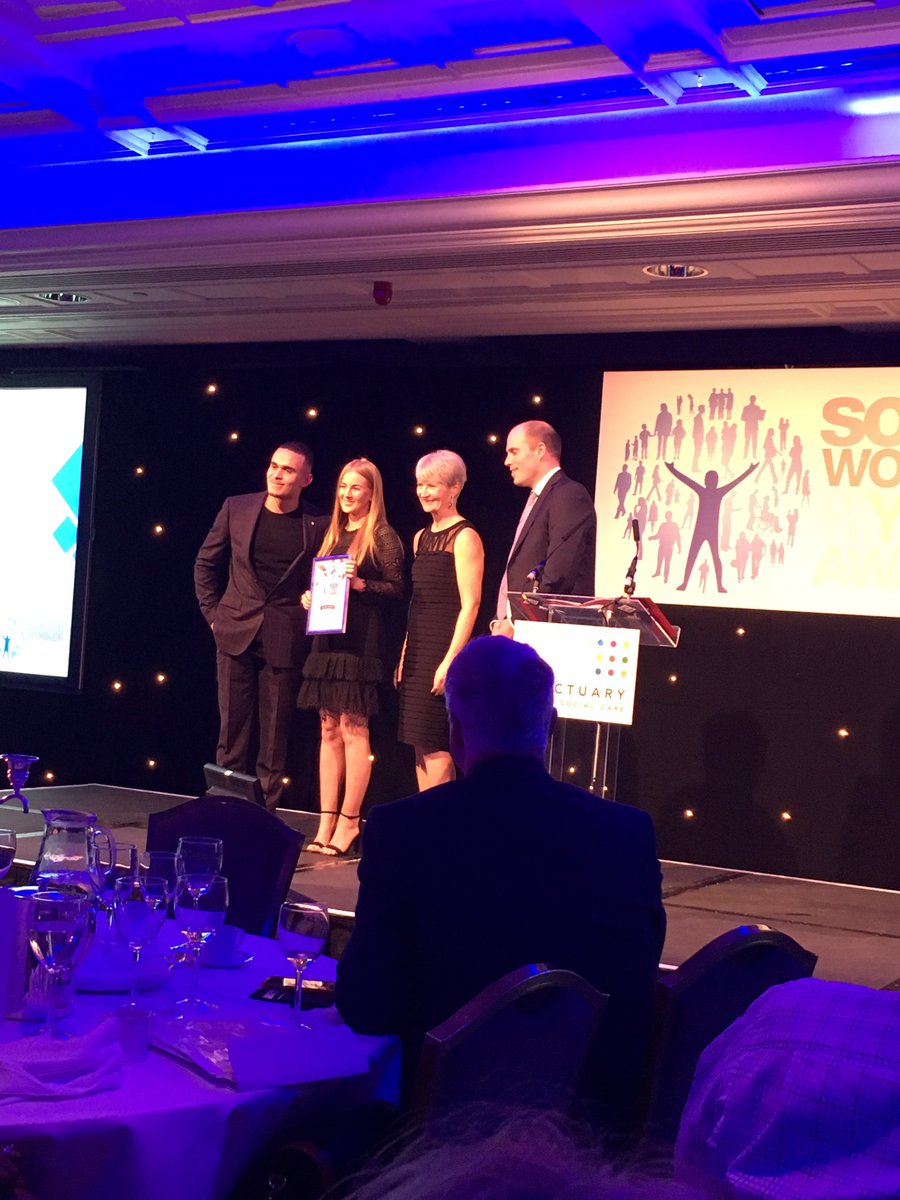 BASW_UK's tweet photo. Our BASW England Committee member, @Lizshirow was on the judging panel for the NQSW of the year award (Children’s). The silver award goes to Jessie Turner @Hullccnews #SWA18 https://t.co/qRkuMCqVZA