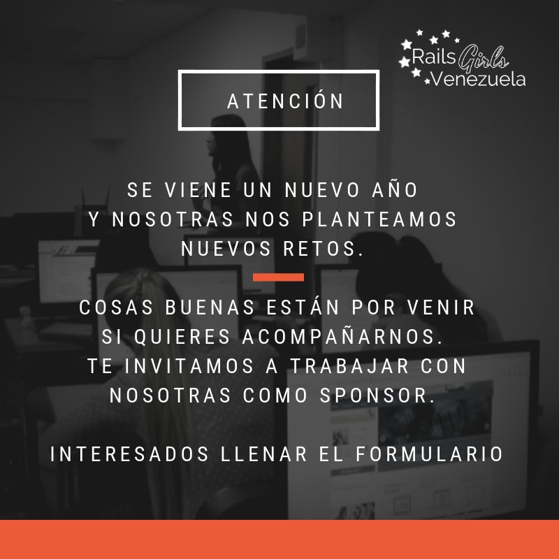 cosas buenas están por venir
si quieres acompañarnos. 
te invitamos a trabajar con nosotras como sponsor. 

Interesados llenar el formulario goo.gl/forms/2sluyRlo…