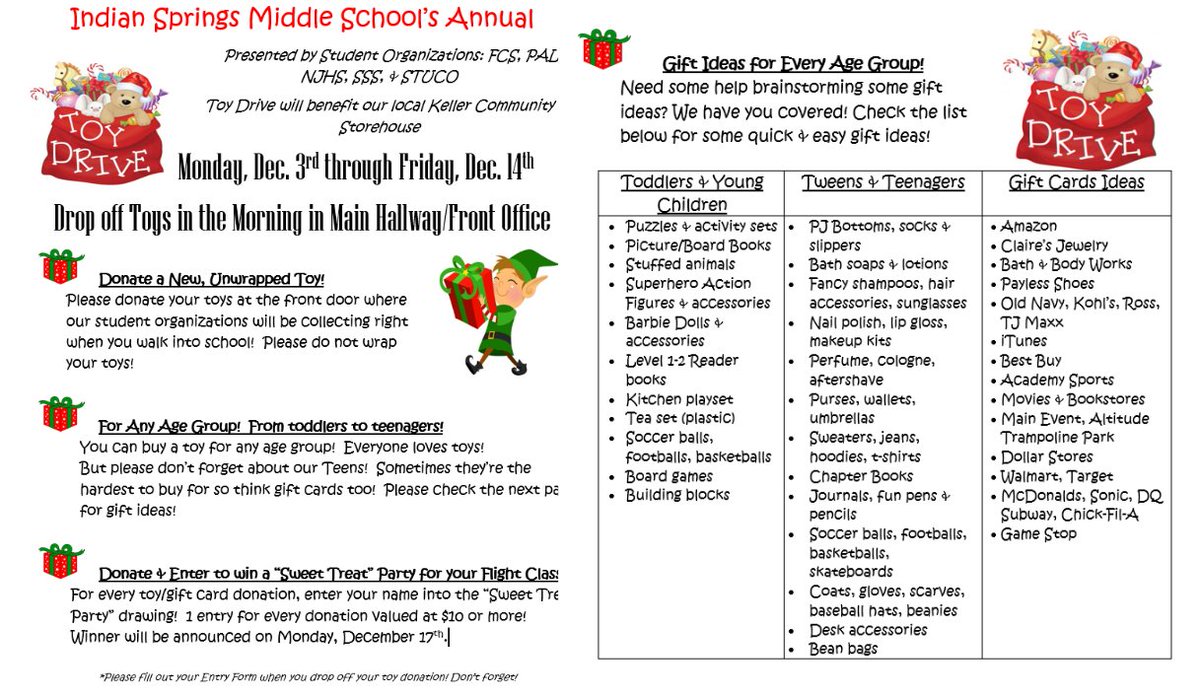 IndianSpringsMS's tweet photo. Please consider donating to our toy drive! #KISDGivesBack https://t.co/G2f3by3bJq