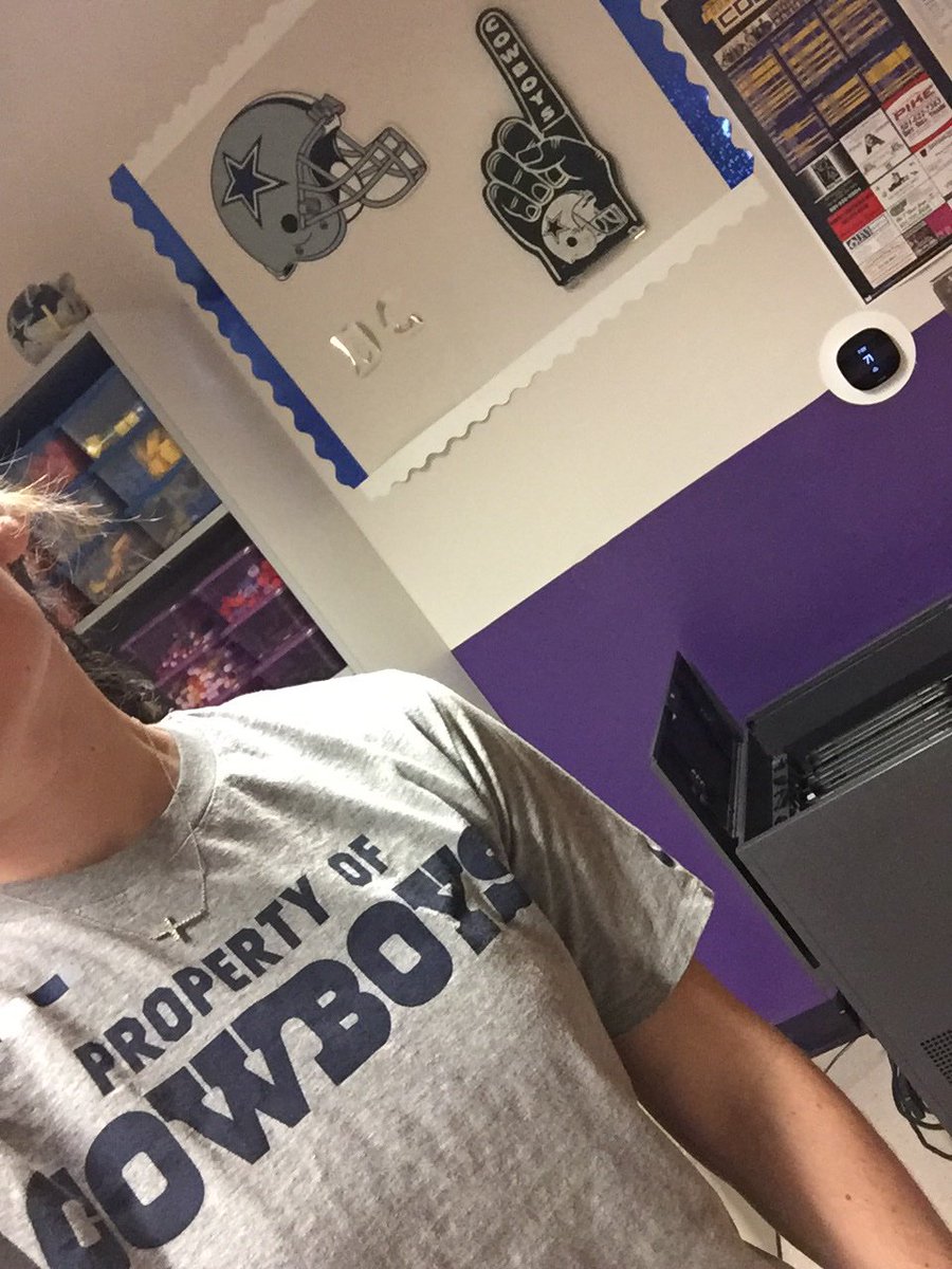 TaylorLan's tweet photo. @EricSully1037 Casual Friday at school today.  Joe needs to pick Dallas more often.  #Cowboys https://t.co/kChS2r8ttr