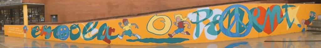 Ampa_Ponent's tweet photo. Avui, després de setmanes de feina compartida (inspiració, disseny, pintura), per fi hem desvelat completament com ha quedat el nostre mur. Gràcies, Pintures Oller, @EscPonentGra i @PeuFarcell! #PatisEnMoviment #ComunitatsQueEduquen #Granollers https://t.co/7ETZSllnoe