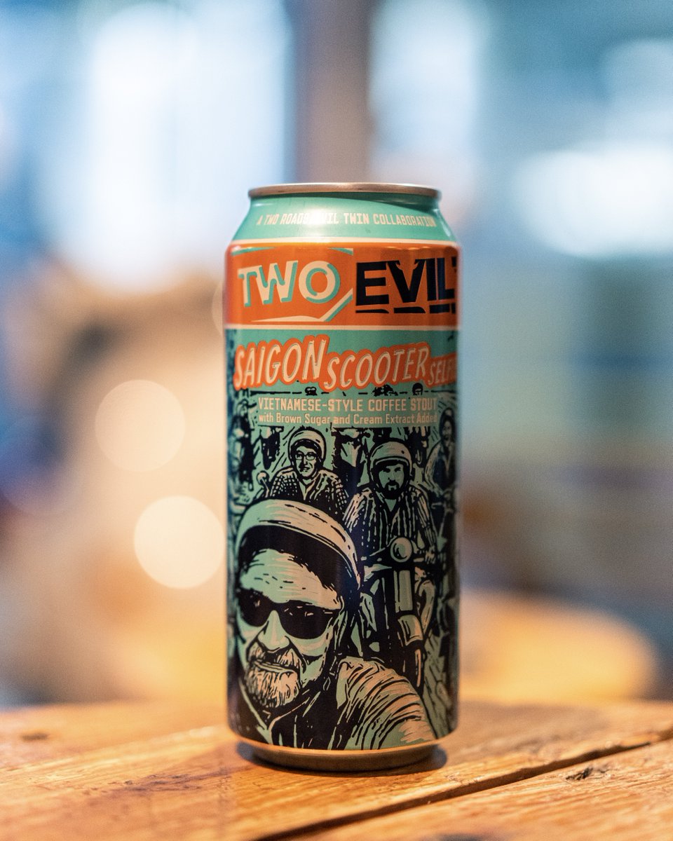 2RoadsBrewing's tweet photo. #SaigonScooterSelfie, our latest Two Evil collab with @EvilTwinBrewing is available now in our Stratford, CT tasting room this weekend on tap or to-go!! Look for it wherever Two Roads is sold next week!! https://t.co/5mO2pTbs9n