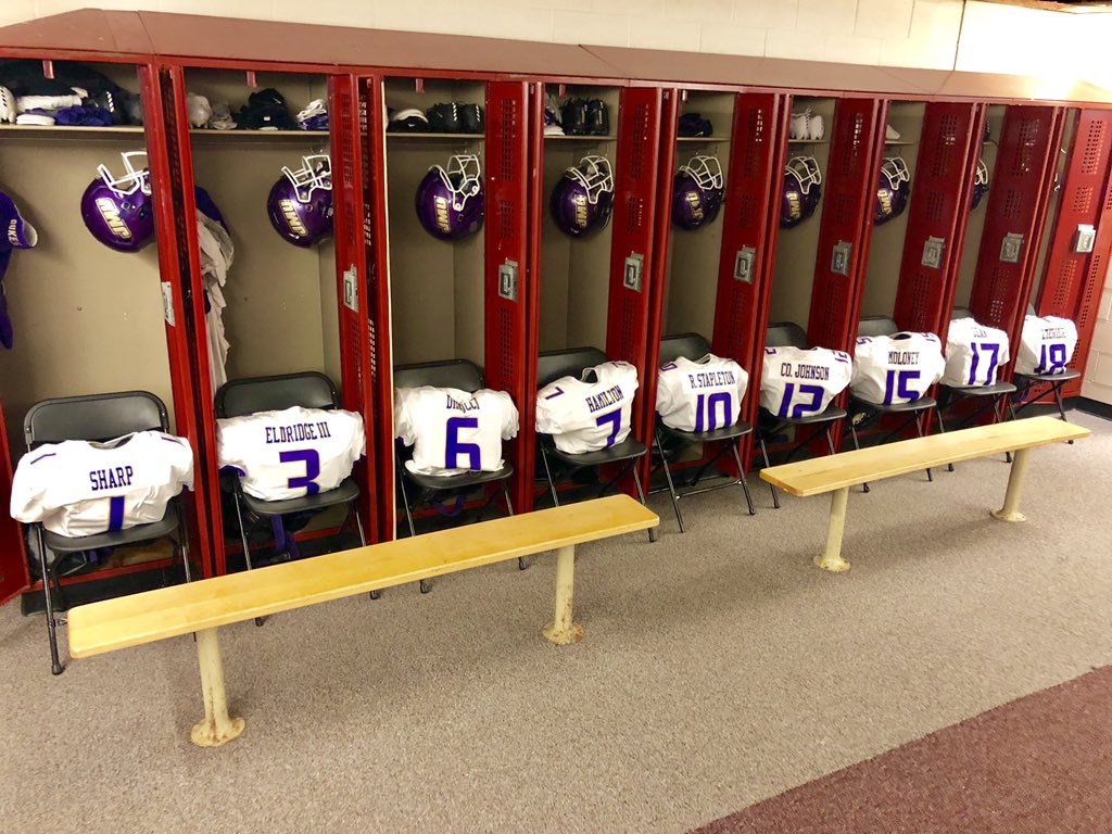 JMUFBEquip's tweet photo. Locker room setup rolling along. It’s all in the details. #GoDukes @JMUFootball @UNISWAG https://t.co/vwFQG4TvIc
