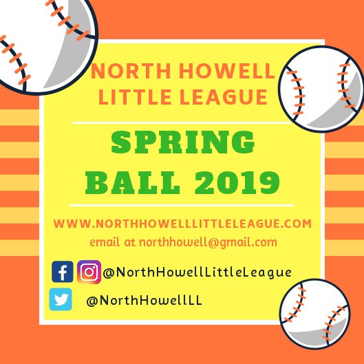 NorthHowellLL's tweet image. Tomorrow is December 1st!! Time to sign up for Spring Ball 2019. 
Visit our website at northhowelllittleleague.com