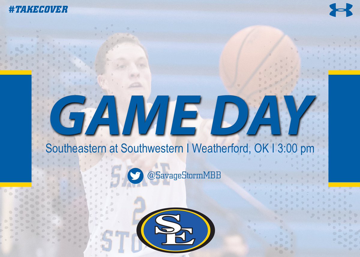 GoSoutheastern's tweet photo. It's GAME DAY! @SavageStormMBB looks to get first GAC win on the road at Southwestern. #TakeCover #BeatSWOSU
π at Bulldogs
π Weatherford, OK
π 3:00 pm
π https://t.co/jmPYBkiAwB
πΊ https://t.co/aEFCPImvsM https://t.co/lzhfOAg03m