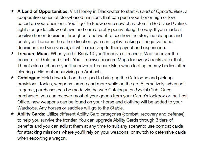 RockstarGames's tweet image. In response to some early feedback we’ve seen from players during this first week of the Red Dead Online Beta, here are a few quick tips to help you succeed and thrive on the frontier.  Look for lots more updates in the coming weeks and months.