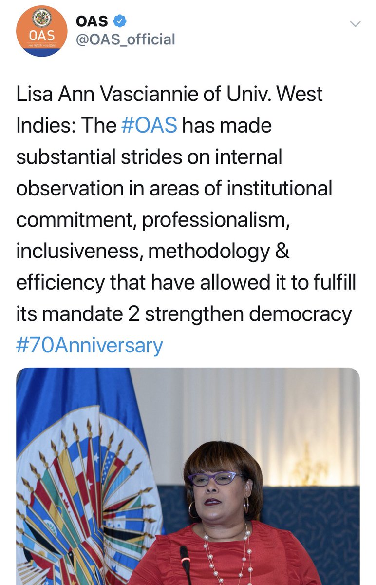 dgovuwimona's tweet photo. Dr Lisa Vasciannie, lecturer in the Department of Government, at the Organization of American States (OAS). Dr Vaciannie was also the keynote speaker at the 37th Model OAS Assembly ๐๐. #DGov #TeamDGov #OAS https://t.co/OQVQQ9BUmi