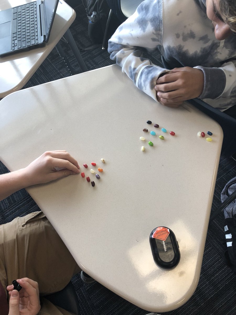 garrett_ince's tweet photo. Sometimes you just need to stop everything, randomly grab some jelly beans, and present a challenge to get the brain firing. Can you move three of the jelly beans to create the same triangle but upside down? Go ahead...I dare you. @GUHSDTweet @valhallahigh https://t.co/aoYWRAApQF