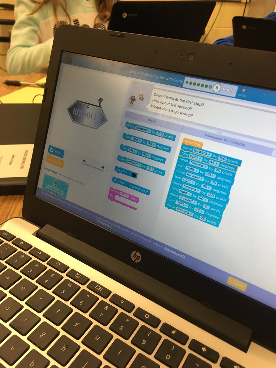 mrstaddie's tweet image. 3rd grade was working on coding with degrees and pixels today! We love coding! #Codemotion #codeorg #codewv