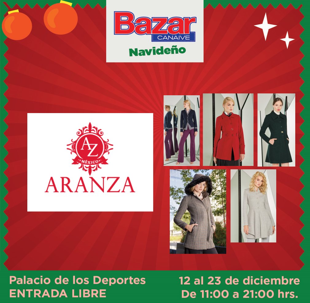 ¡Asiste al Bazar CANAIVE Navideño, donde encontrarás moda para toda la familia a los mejores precios! Prendas de temporada para dama, caballero, juniors, niños y bebés, todo eso y más encontrarás del 12 al 23 de diciembre, 11:00 a 21:00 hrs.¡ENTRADA LIBRE!