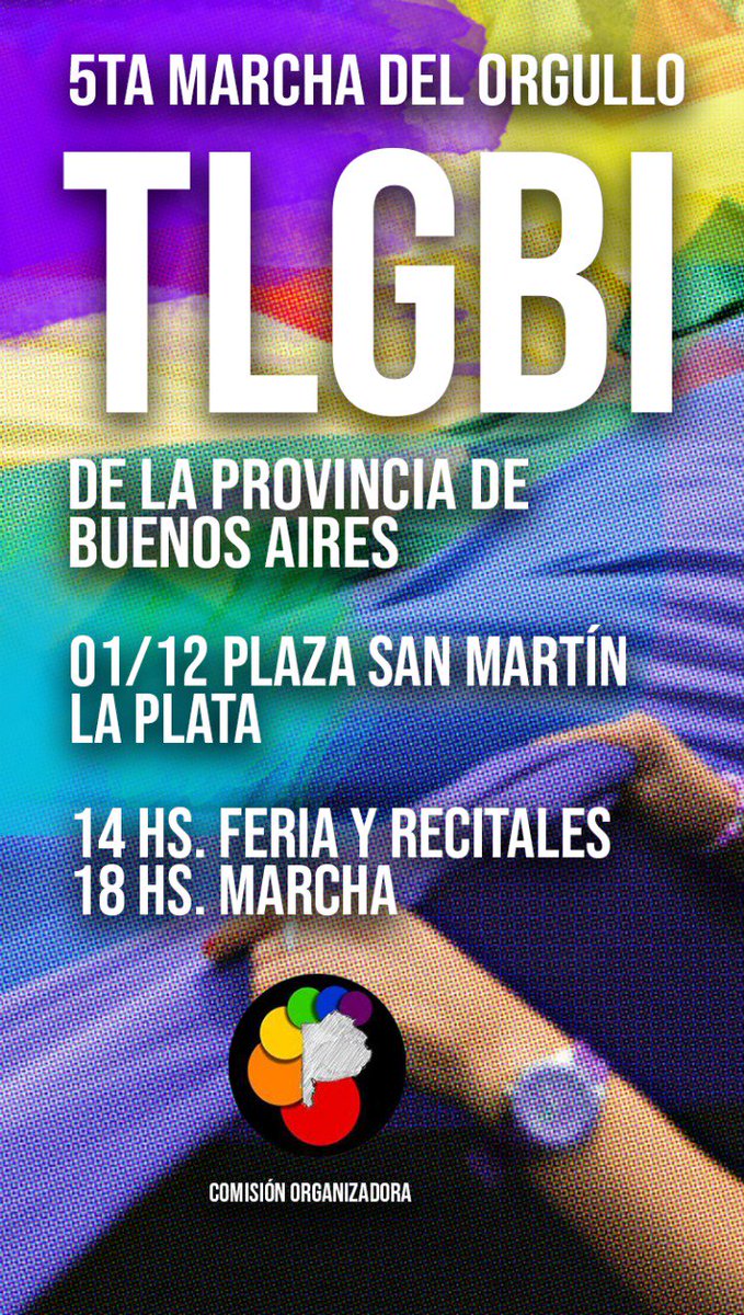 LpSuteba's tweet photo. #1D 5° Marcha del Orgullo TLGBI de la Provincia de Buenos Aires - 14:00hs Plaza San Martín | La Plata. Vidal: ¡Basta de torturar y matar a travestis y trans!
¡Por plena implementación de la ESI en todas las Escuelas!
@iggendivsuteba @FrenteTlgb @SUTEBAProvincia @Julianita_HLVS https://t.co/le1I7HuRKP