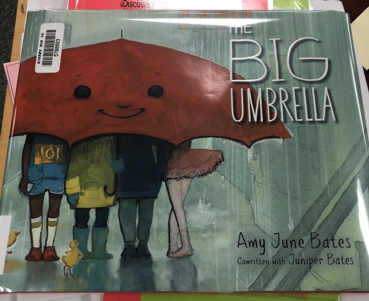 The Big Umbrella is beautiful rainy day read aloud by #AmyJuneBates We talked about our fears and how everyone is safe when we accept each other #acceptance #sd36tl #sd36learn