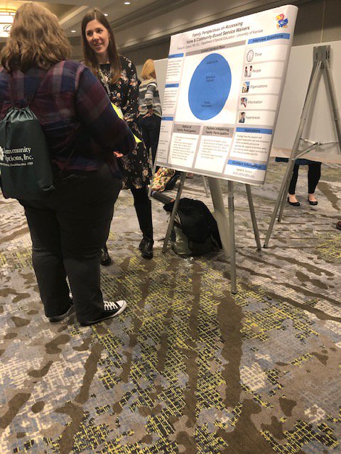 KUSpecialEd's tweet photo. Doctoral student Sarah Carlson, talking about family perspectives on accessing home and community-based service waivers at TASH! #2018TASHconf https://t.co/s7Sht7oCEU