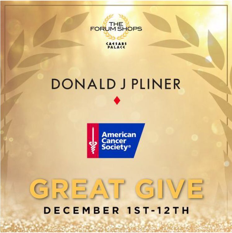 Celebrate the spirit of the season with the third annual GREAT GIVE! When you shop at <a href="/DonaldJPliner/">Donald Pliner</a> at <a href="/TheForumShops/">The Forum Shops</a> December 1-12, they will help support American Cancer Society .
#GreatGive Details: a.pgtb.me/DsTRvk
#MakingStridesLV #AmericanCancerSociety #ForumShops
