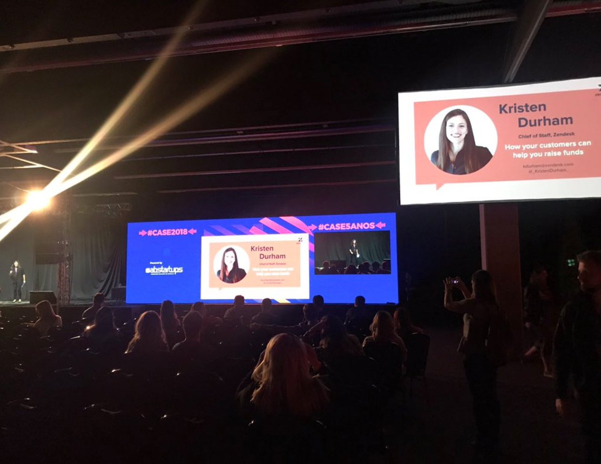 Zendesk's tweet photo. “Build a strong perspective on who is the right customer.” Zendesk Chief of Staff @_KristenDurham_ launching Zendesk for Startups in Brazil this week at #CASE2018. https://t.co/PHGkiEQJCF