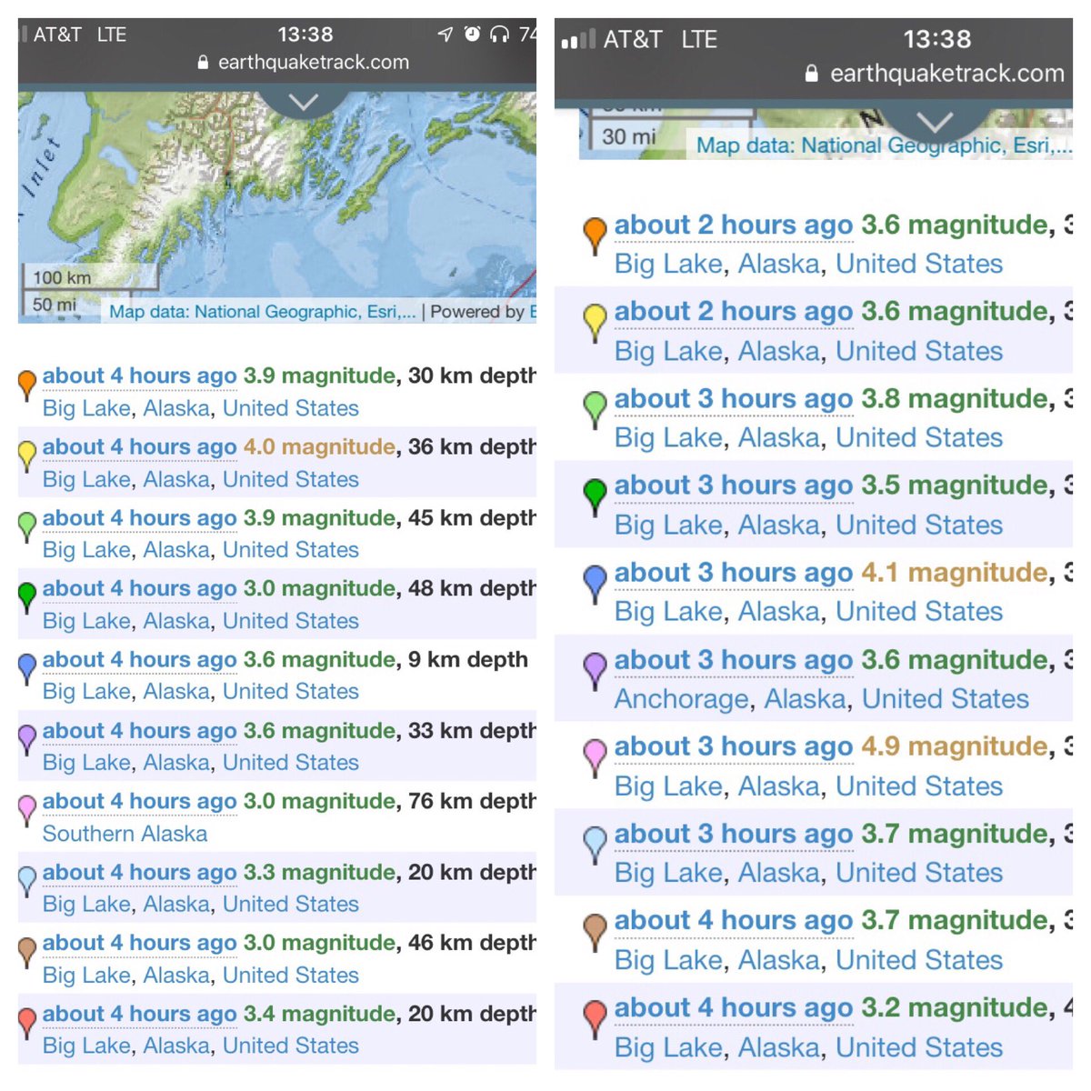 GRBruin's tweet photo. Starting at 8:30 this morning we’ve had 49 earthquakes/aftershocks several roads have been closed due to damage, avalanches, rockslides or debris. https://t.co/pi8fmvCjqX