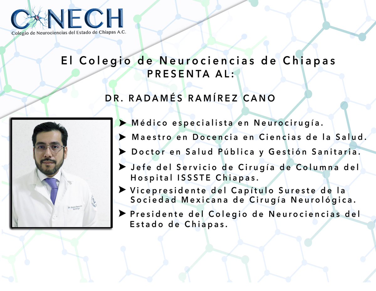 ConechOficial's tweet photo. Nuestro presidente el Dr. @RadamesRC disertará la charla “Traumatismo Craneoencefálico”.
Conócenos en las Segundas #JornadasMédicas en Comitán de Domínguez el próximo 7 y 8 de diciembre.
#CONECH 🧠 https://t.co/6t74LWfKWd