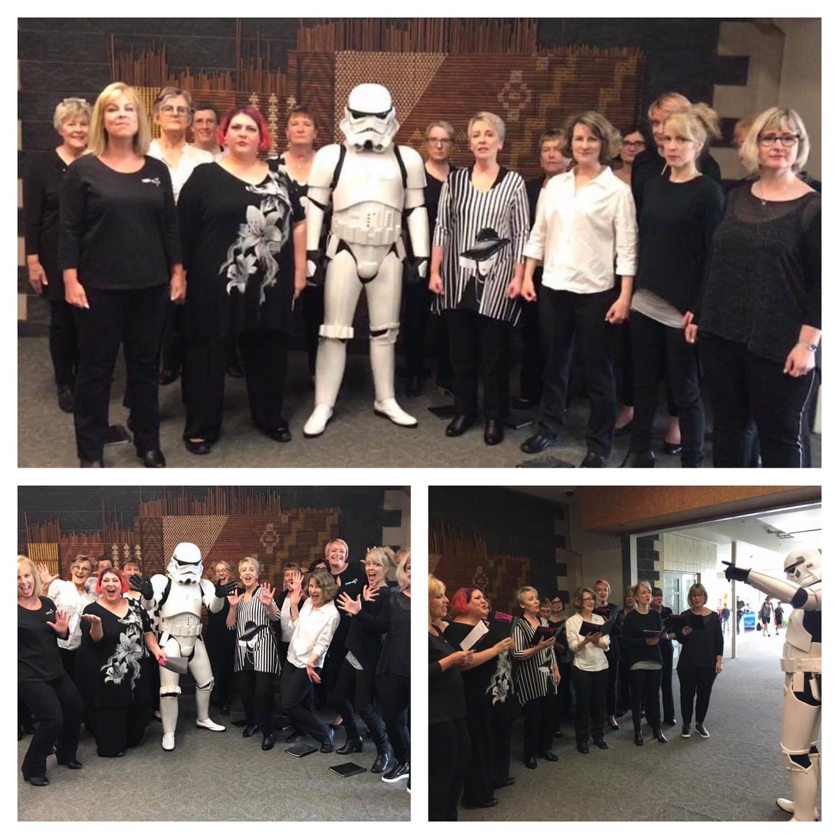 FaultlineChorus's tweet photo. Being stoic with stormtroopers... a special guest joined us to welcome in the kids to today’s “Special Children’s Christmas party” at Te Rauparaha arena. 🎄🤩 #stormtrooper #starwars #specialkids https://t.co/VZogZFrYMB