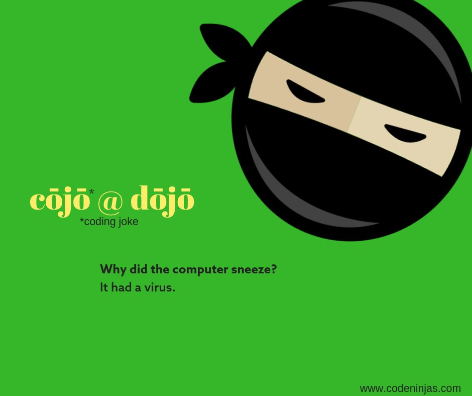 CodeNinjasSLTX's tweet image. Ba Dum Tsssss 🤦‍♂️🤦‍♀️ #CodingJoke #coding #kids #education #STEM #SugarLand #CodeNinjas #technology #hiyah #NinjaChop #LittleCoders #programming