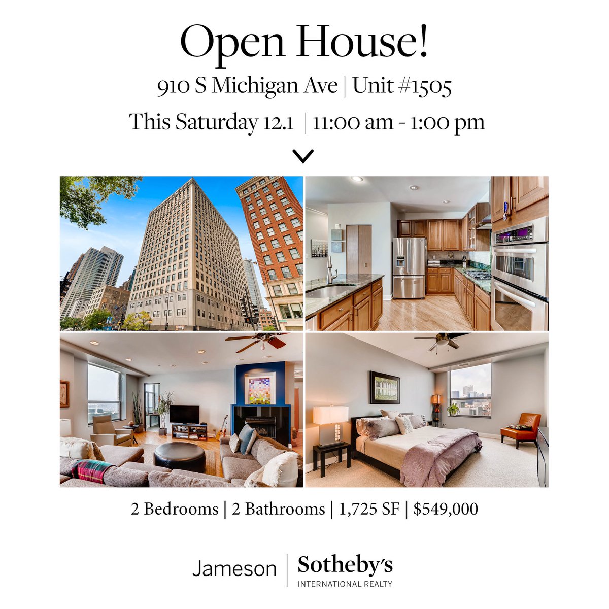 kendallbryanre's tweet photo. This weekend’s OPEN HOUSES:
Grant Park
910 S Michigan Ave #1505
2 bed | 2 bath 1,725 SF
$549,000
Saturday 11:00am-1:00pm
Printer’s Row
611 S Wells St #1903
3 bed | 2.1 bath 1,667 SF
$599,000
Sunday 11:00am-1:00pm
#KendallBryanRE #JamesonSothebys #OpenHouse https://t.co/WoaooCmjDq