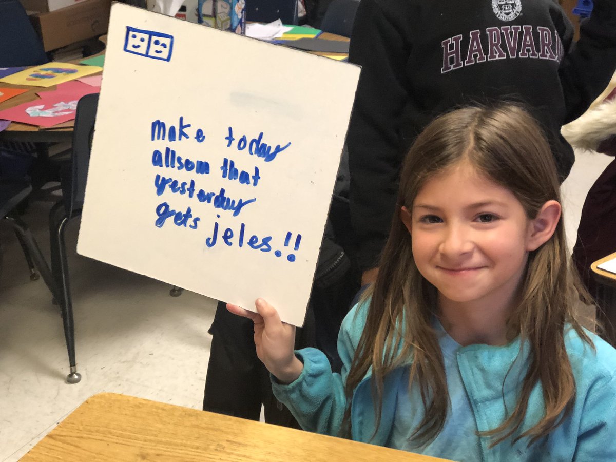 CarenMarkt's tweet photo. We had too much fun experimenting with  ‘punctuation for effect”. Ss wrote messages to a friend and chose  emojis to match.  I’ve learned many new things about my class the last couple days!! Also learned 4th graders + emojis= engaged learners! @bakerelembears #JourneytoAWE https://t.co/u74yD3mC1o