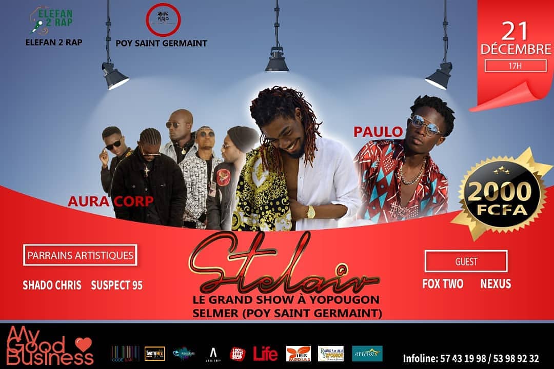 BeauxRevescom's tweet photo. Coucou la famille... Venez tous massivement faire le show avec Stelair ce 21 décembre à 17h à Yopougon Selmer à l'espace Poy Saint Germain... Des artistes renommés au Rdv.
Prix des tickets : 2000 f 
Lieu de vente : sur place 
Ceux qui veulent commander aussi in box. https://t.co/tR17Y6G2P9