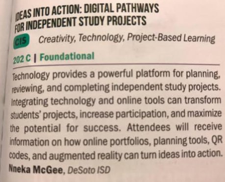 DeSotoISDAdvAca's tweet photo. Our @desotoisdengage Director of GT and Advanced Academics @nnekamcgee presented on digital independent projects and tech tools this week at the Texas Association of Gifted and Talented Annual Conference. #soarhigher #gtrocks https://t.co/BXTIduHDv7