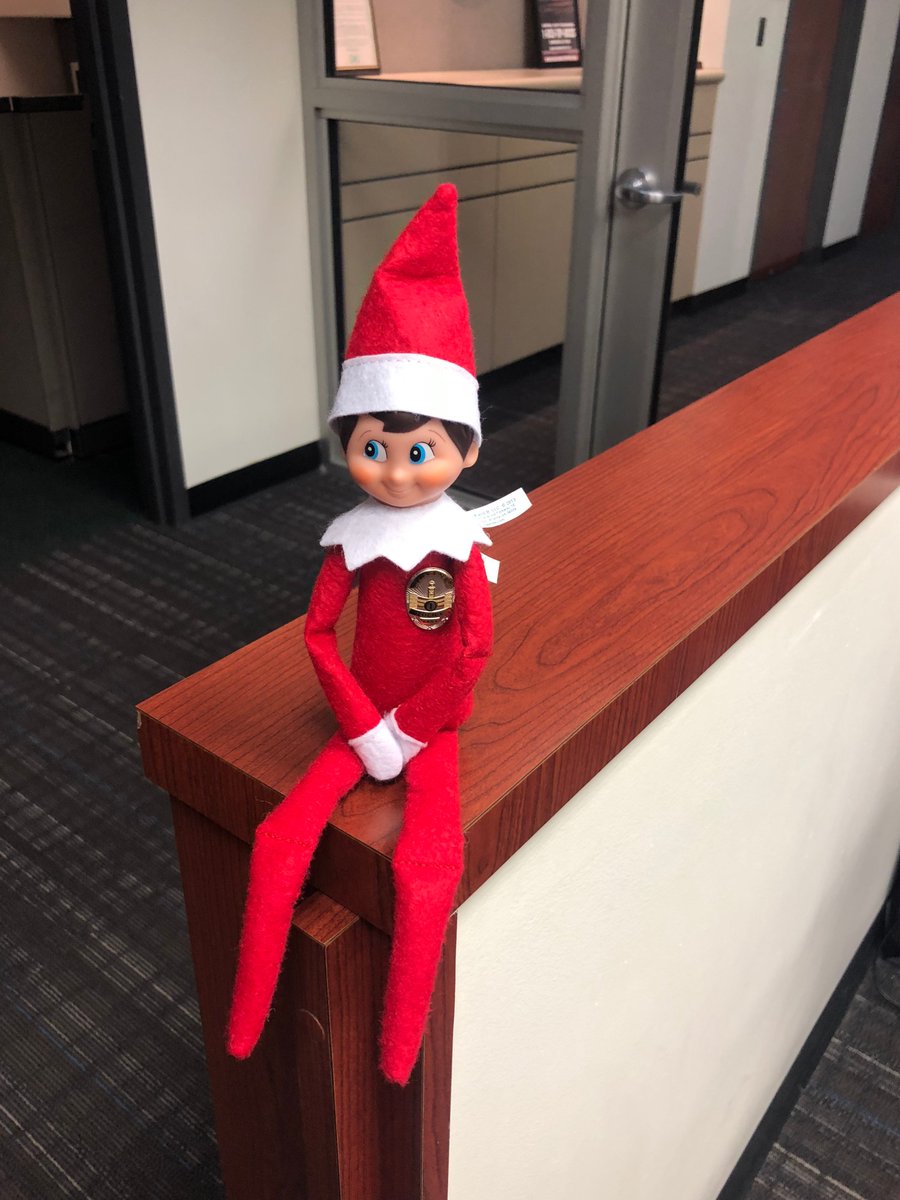 IrvinePolice's tweet photo. This guy showed up at the station today. His name is Patch. Is he naughty or nice? Guess we’ll find out! #PatchTheElf #IPD https://t.co/YcwUlN3KAX