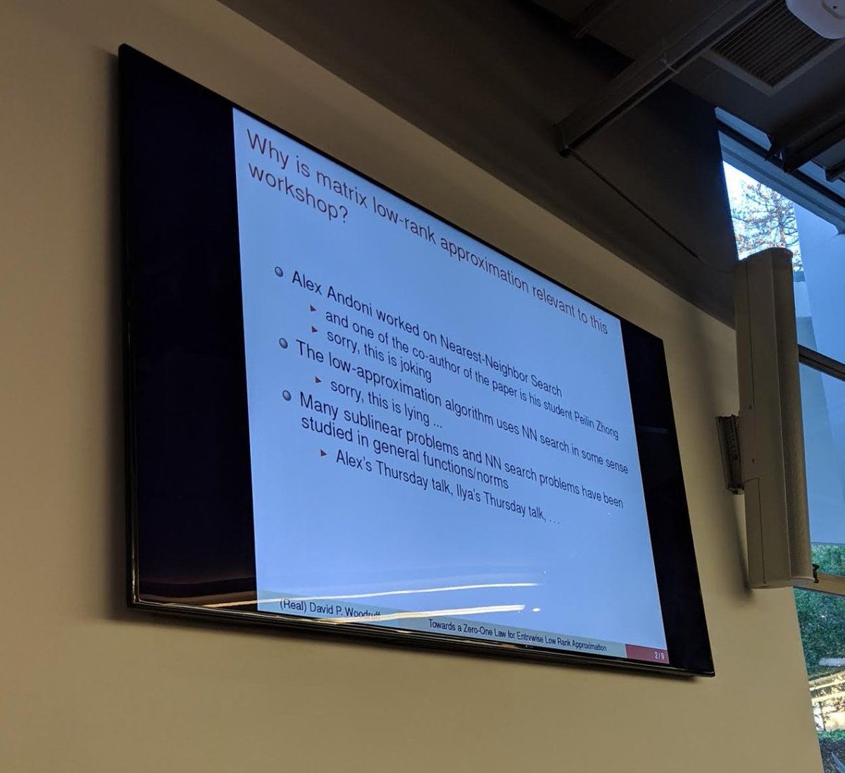 realZhaoSong's tweet photo. Just gave a (very serious) talk at the Sublinear Algorithms and Nearest-Neighbor Search workshop at Simons. https://t.co/w0HKhiJ4C0