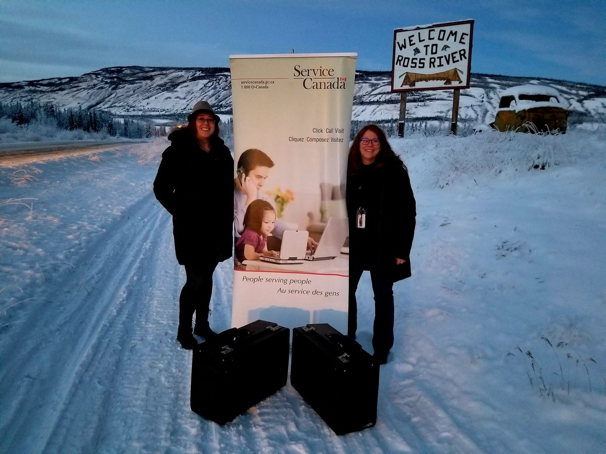 #WTRegion #ServiceTransformation 
Reaching Canadians in isolated northern communities: check
Raising awareness about Service Canada's services: check 
Making access to services easy for Indigenous residents in remote communities: check
Service Canada staff in Ross River , Yukon