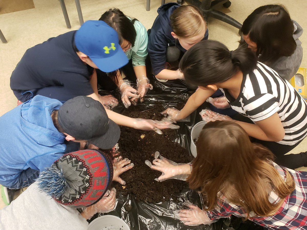 Awesome time in electives today <a href="/connectcharter/">Connect Charter</a> 😀 Collected castings from our vermicomposter and discover SO MANY cocoons! Also cleaned the #towergarden and prepped for our build an upcycled greenhouse challenge! #wormtower360