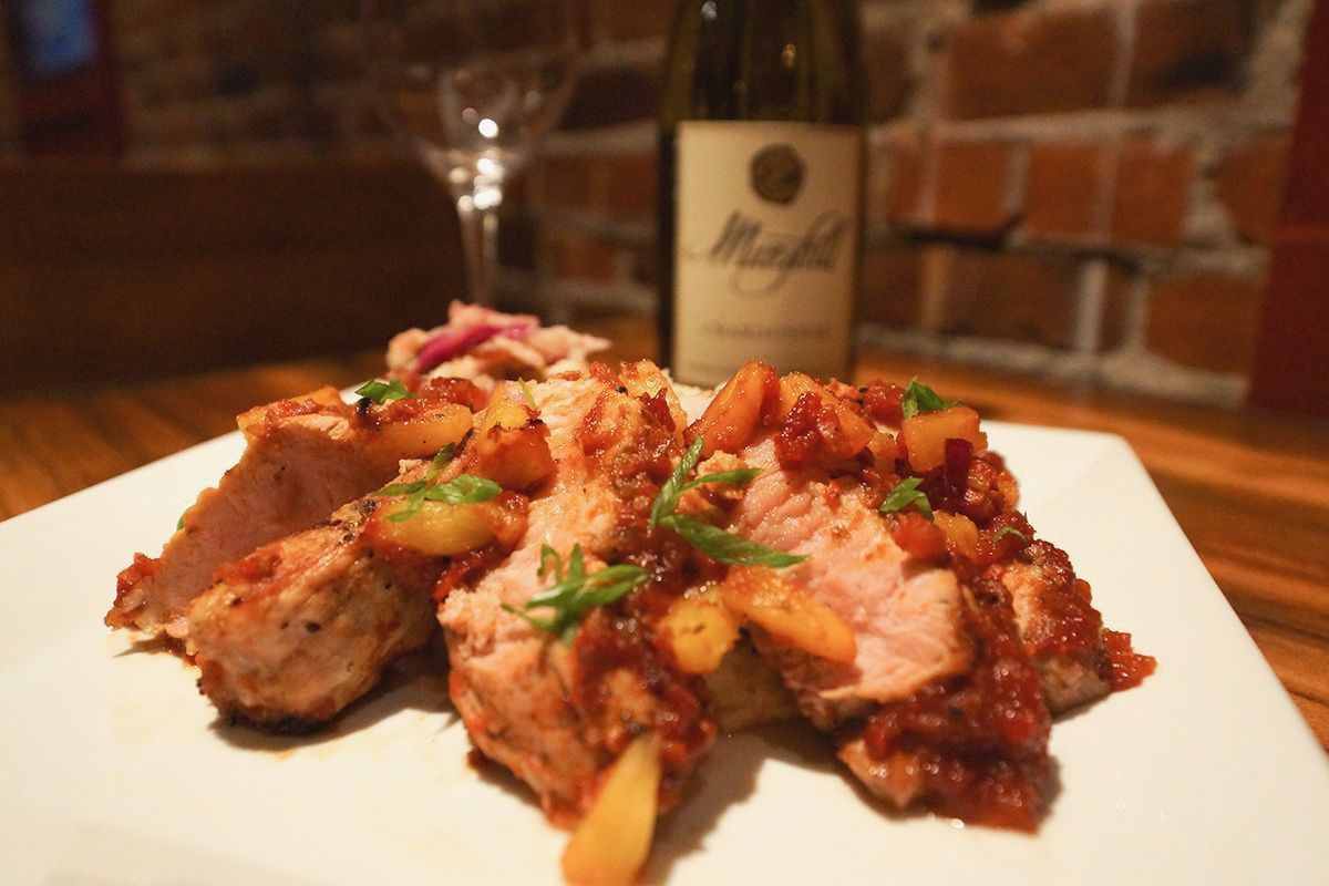 Treat yourself this weekend to a tasty Grilled Pork Loin!
Served with tomato jam, oven roasted pineapple, apple bacon slaw and mashed potatoes!