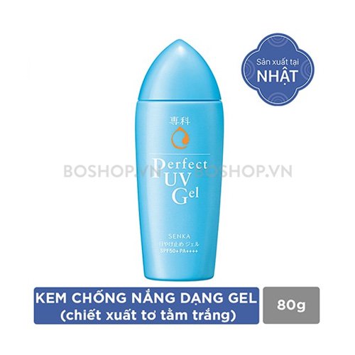 boshopvn's tweet photo. Gel chống nắng #Senka Perfect UV SPF 50+ PA++++ 80gr giúp bảo vệ cho làn da của bạn luôn trắng khỏe trước tác hại của ánh nắng mặt trời. https://t.co/5J23DR7uux https://t.co/djokuSK4kO