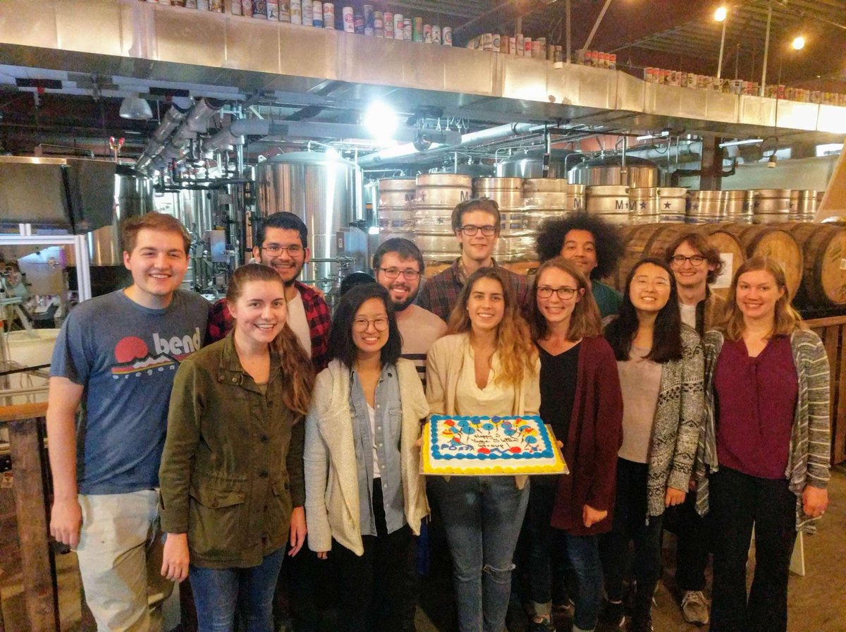 EllenSletten's tweet photo. Happy 3rd Birthday to the Sletten Group! Very thankful for this fantastic group of scientists I get to work with! #proudadvisor #3yrs #labbirthday @SantaMonicaBrew https://t.co/sEkbOuI6tb