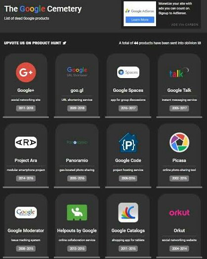 غوغل تطلق أول "مقبرة إلكترونية" لدفن تطبيقاتها الفاشلة (صور)