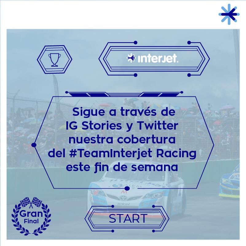 interjet's tweet photo. ¡Este fin de semana competimos en la gran final! Sigue cada detalle desde nuestras redes sociales y apoya al #TeamInterjet con @irwinvences, @Interjetvacs y @MRacingMex 🏆✈️🏁 https://t.co/Rp9iZo1WW0