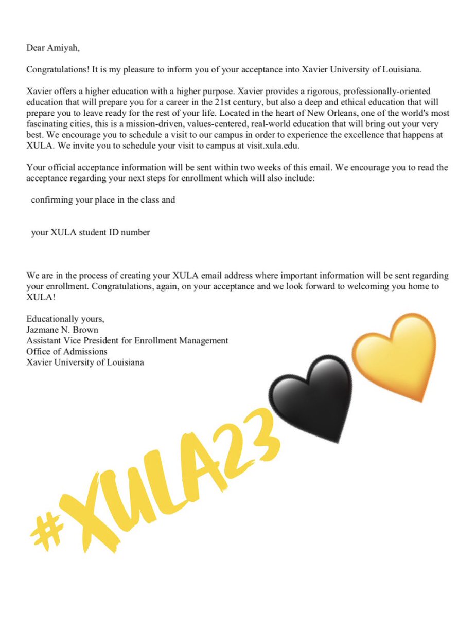 Got accepted into my first choice ughh I’m soo happy 🖤💛 #xula23