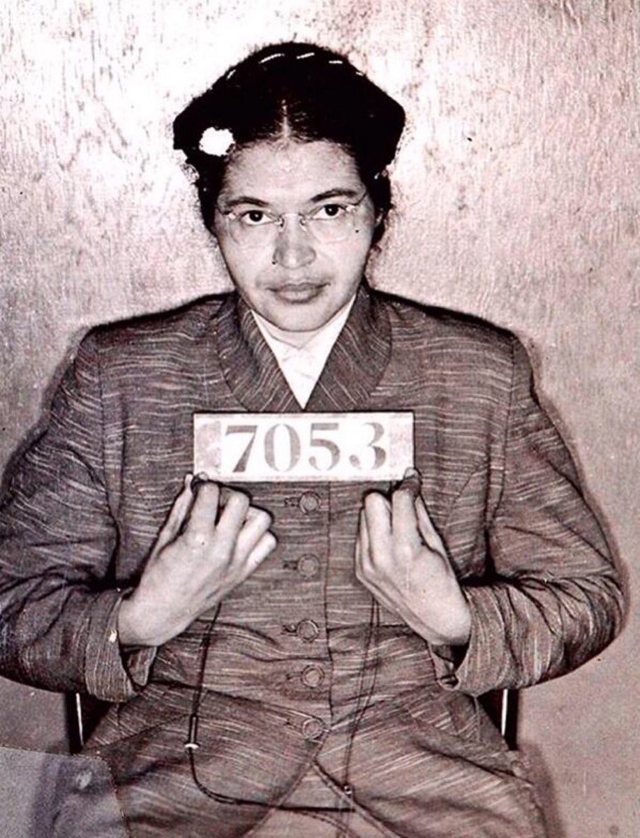 BeschlossDC's tweet photo. Rosa Parks, photographed 2 months after arrest for unwillingness to surrender bus seat to white traveler on December 1, 1955: https://t.co/6zumWMAQlJ