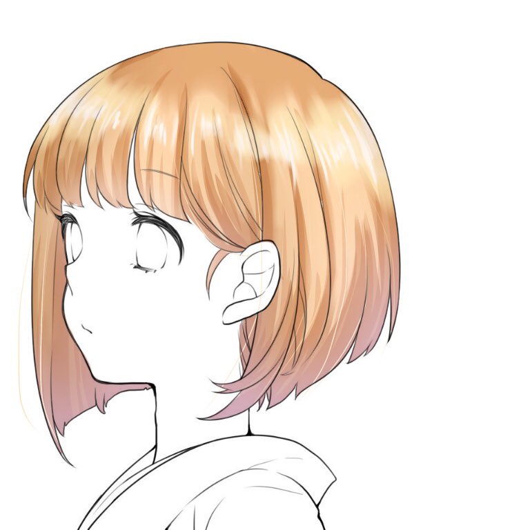 ゆんた Sur Twitter フリー線画お借りして髪の毛だけ塗り練習 ちょい理想に近づいた気が W たまにはぬりえするの楽しい