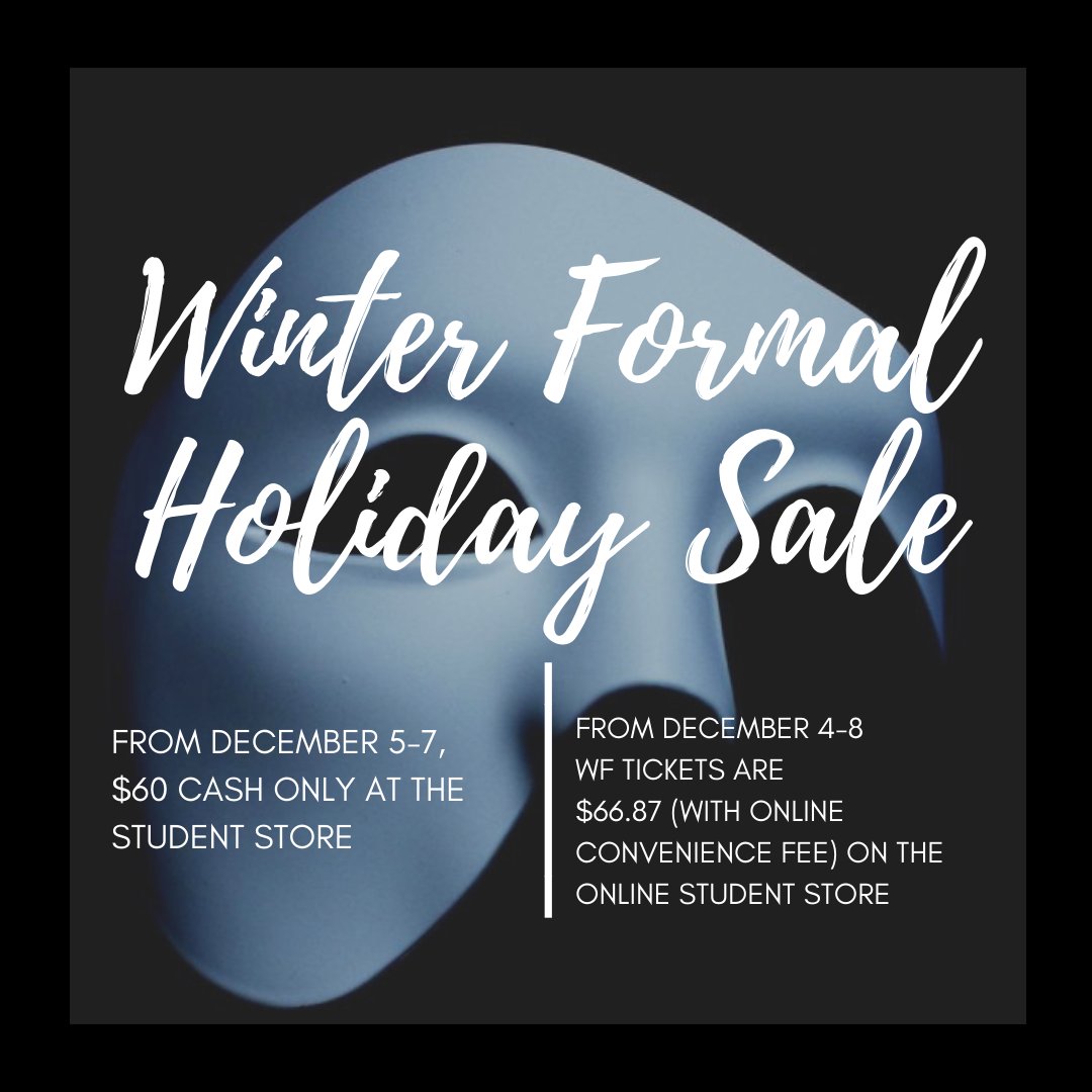 Your ERHS ASB Student Body has recommended prices be lowered for the Winter Formal on15 Dec.  In the Spirit of the Holidays, please see the new flier pricing for NEXT WEEK;  for ALL ASB &amp; NON-ASB STUDENTS! Prices raise week of dance; cash at the store or use our online store!