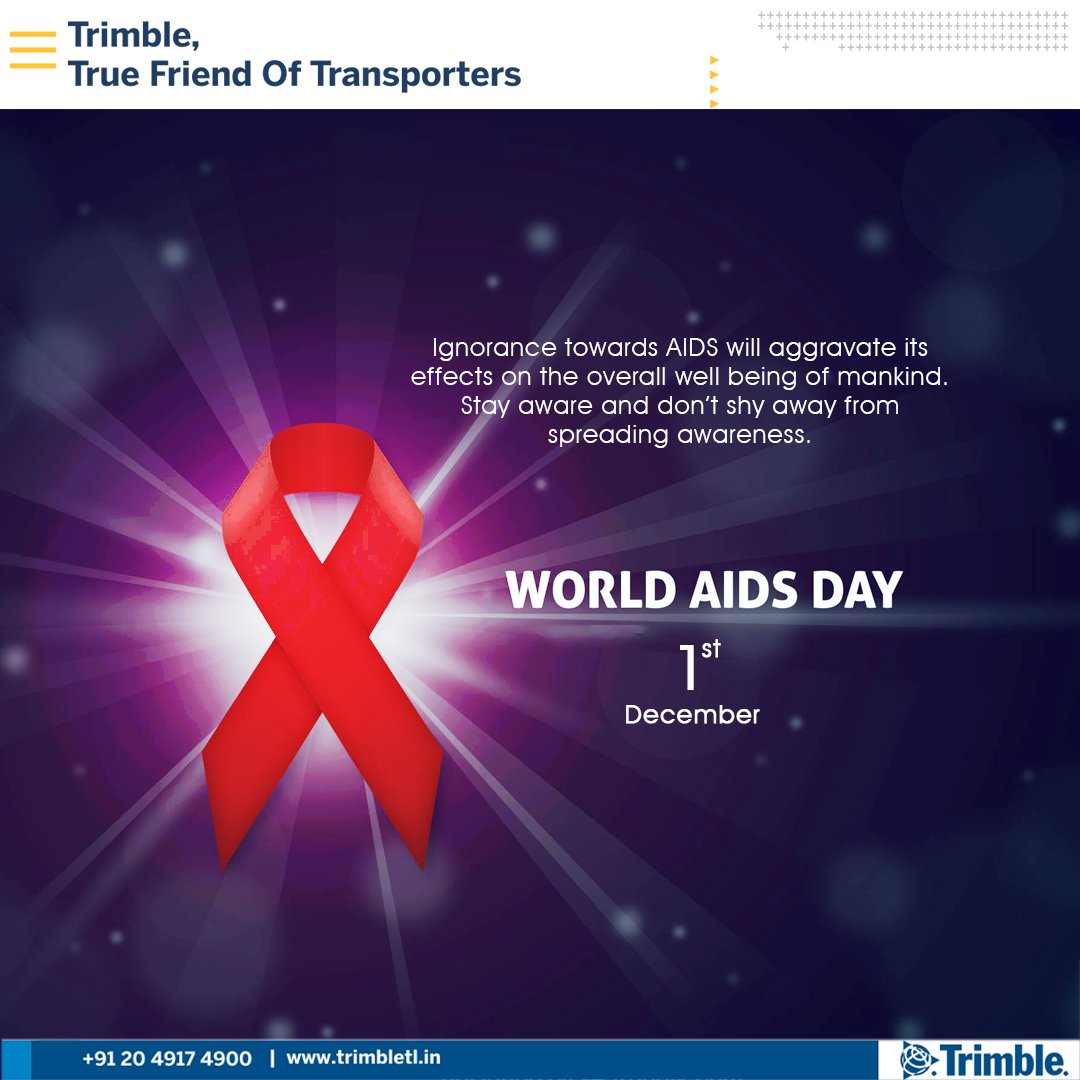 Trimbletlindia's tweet photo. On this World Aids Day, Trimble wishes each one of you a sense of awareness and sensitivity towards AIDS.
#WorldAIDSDay #WAD2018 #AidsAwareness #EndHIVStigma  #Trimble https://t.co/N1oV4lwr98