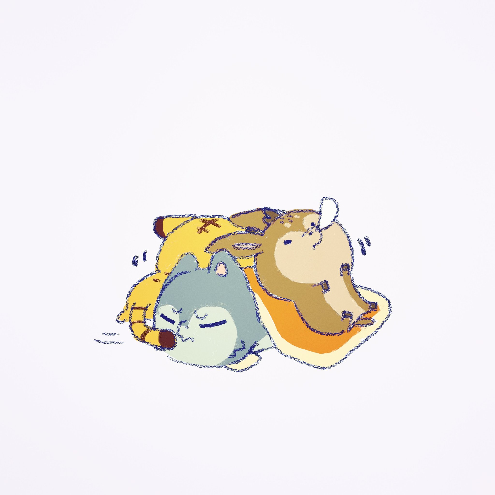 啊 動物 Sur Twitter 超難睡 眠り難い Hard To Sleep Hard Sleep Friend Warm Cute nimals Animal Drawing Cg Computergraphic Illustration Manga Character Gallary イラスト スケッチ イラストレーター 眠く 寝る 難い 仲良し 幸せ 友達