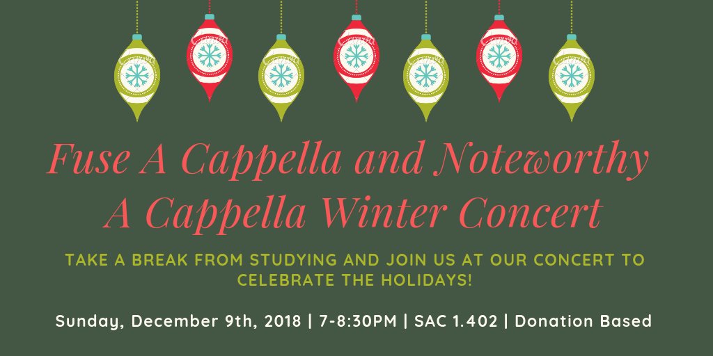 If you're excited about the holiday season coming up, there's no better way to celebrate it than Fuse A Cappella's winter concert on December 9th!