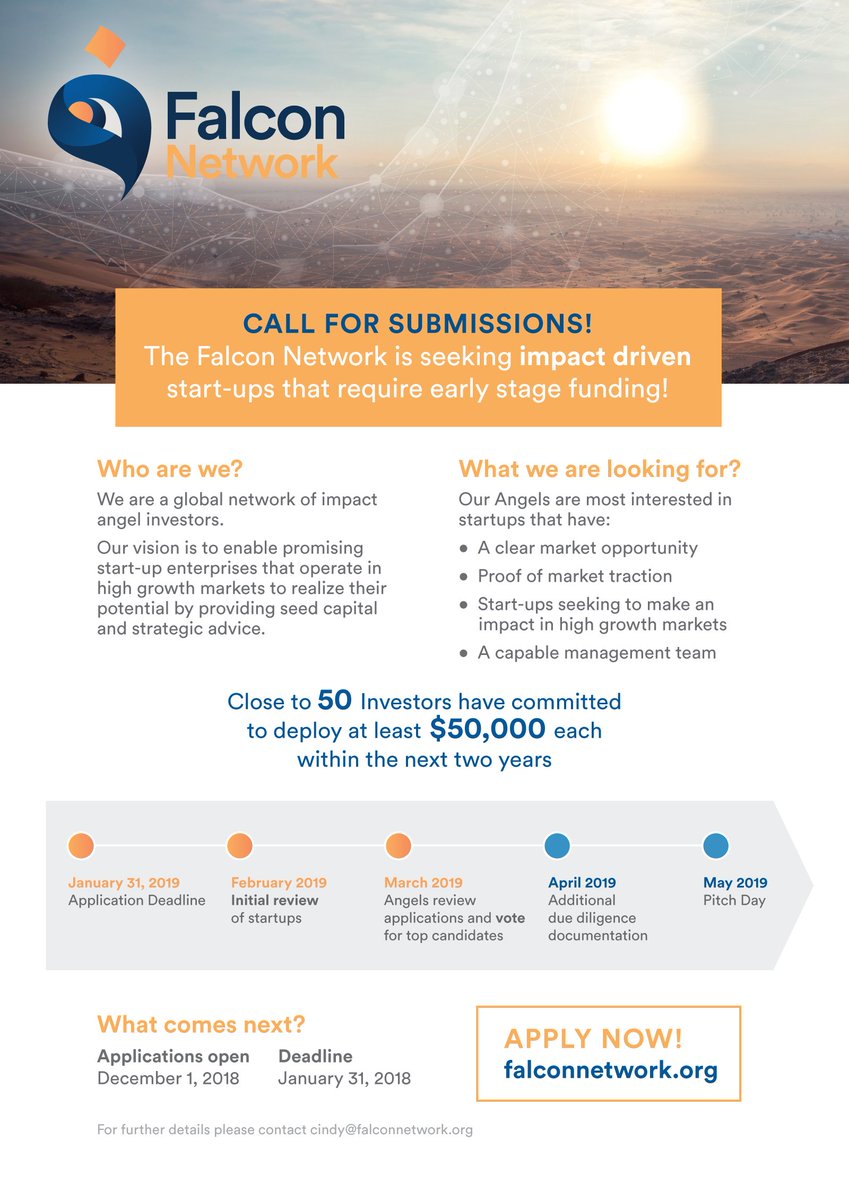 _FalconNetwork's tweet photo. Looking for #seedfunding? The Falcon Network is now open for submissions from impact-driven #startups! Simply go to https://t.co/NWLdHTqoMD and start your application.
For more information, take a look at our press release: https://t.co/j36jQWvUU4

#socialimpact #angelnetwork https://t.co/JoKPDxPx6e