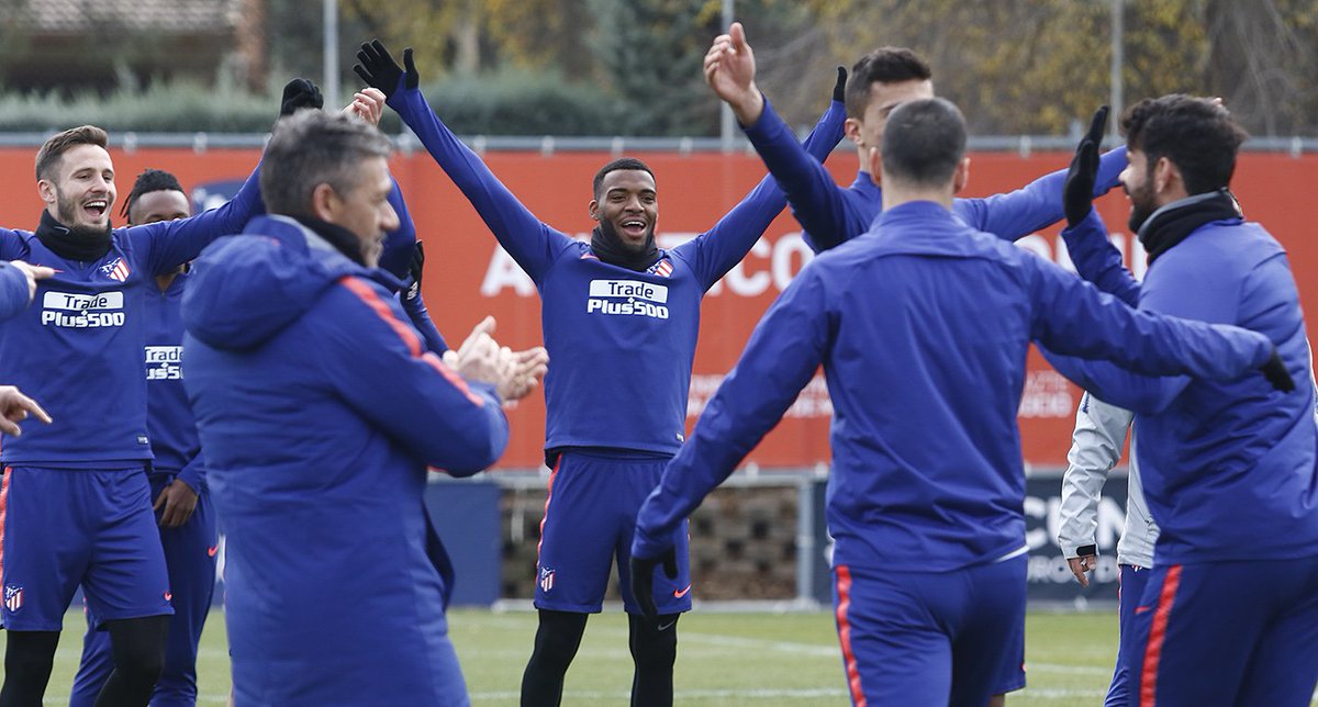 Lemar, en la última sesión del Atlético (Foto: ATM).