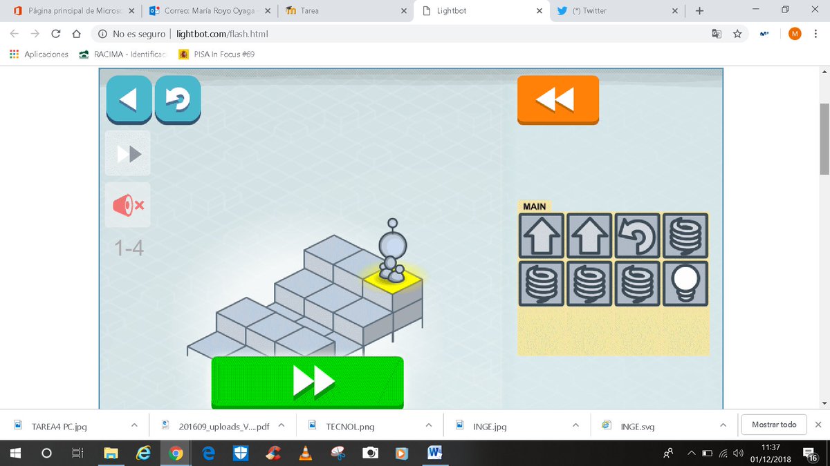 "Estoy realizando el curso pensamiento computacional, CDD y Twitter en @cifelarioja @CddTWT" #lightbot <a href="/lightbotcom/">Lightbot</a>"
