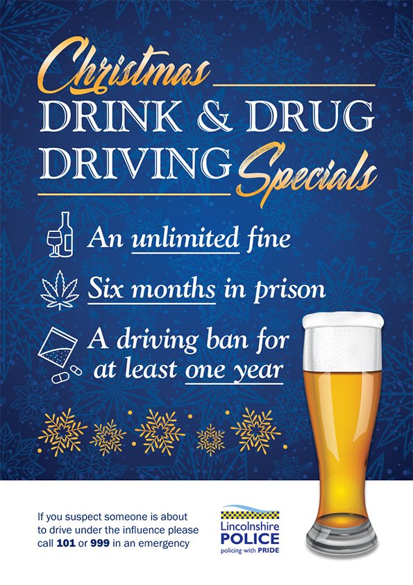 Think before you drink or drug drive! We are warning people not to risk lives by drink or drug driving. December will once again see a significant increase in the targeting of drink and drug drivers by officers across the county. ow.ly/YQg430mOC5D