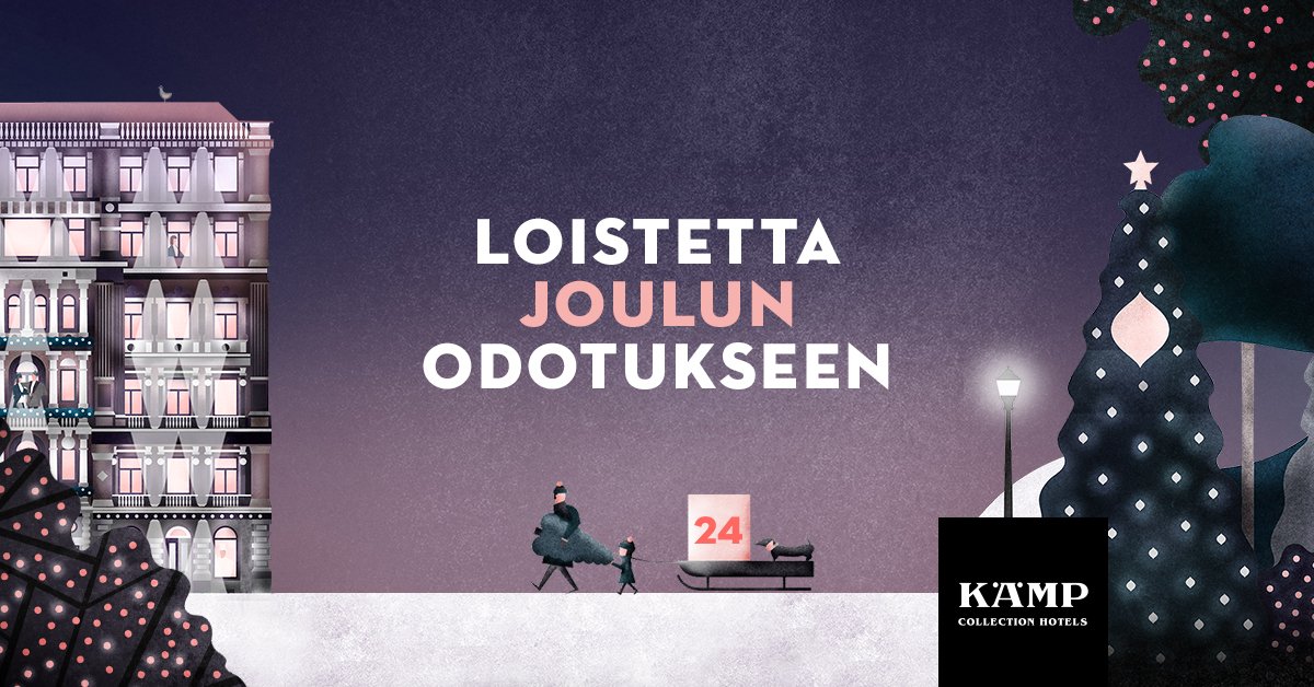 Sesongin eksklusiivisin joulukalenteri on avannut 1. luukkunsa. Juhlan aika -kalenterista löydät parhaat joululahjat joka päivä aattoon asti. Tarjolla upeita majoitusetuja ja huikeita herkutteluhetkiä. Ole nopea ja tarkista päivittäin vaihtuvat edut. kampcollectionhotels.com/joulukalenteri/