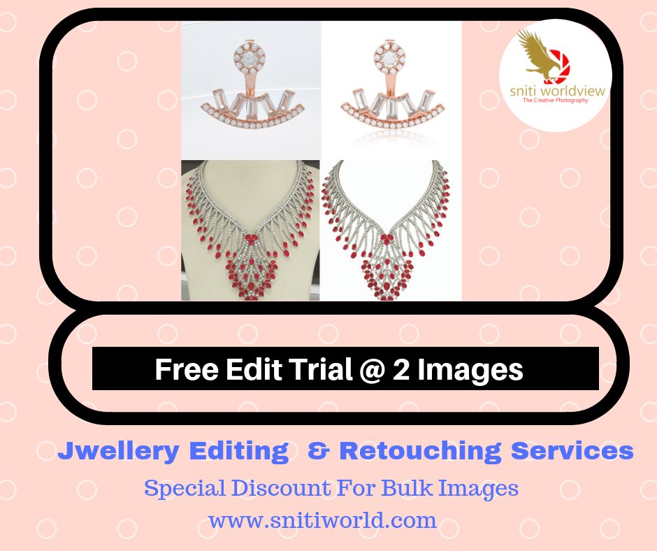 sniti_world's tweet photo. #JewelryRetouchingServices with experienced jewelry Photo Retouching Experts. Make your jewelry Photos Stand out with our #jewelryImageEditing Service.

Visit our Website: https://t.co/ljkPLA6iQ2 https://t.co/TiM5Er1yk4