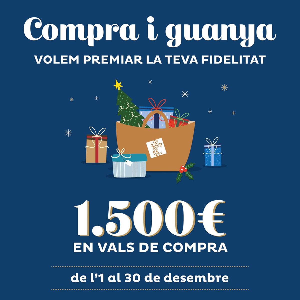 AcistTiana's tweet image. Compra i Guanya fins a 1.500€ en vals de compra als comerços i serveis de Tiana.
Volem premiar la teva fidelitat!
#acist #tiana #comerçlocal #comerçvital #TianaiTu #nadal #CompraiGuanya